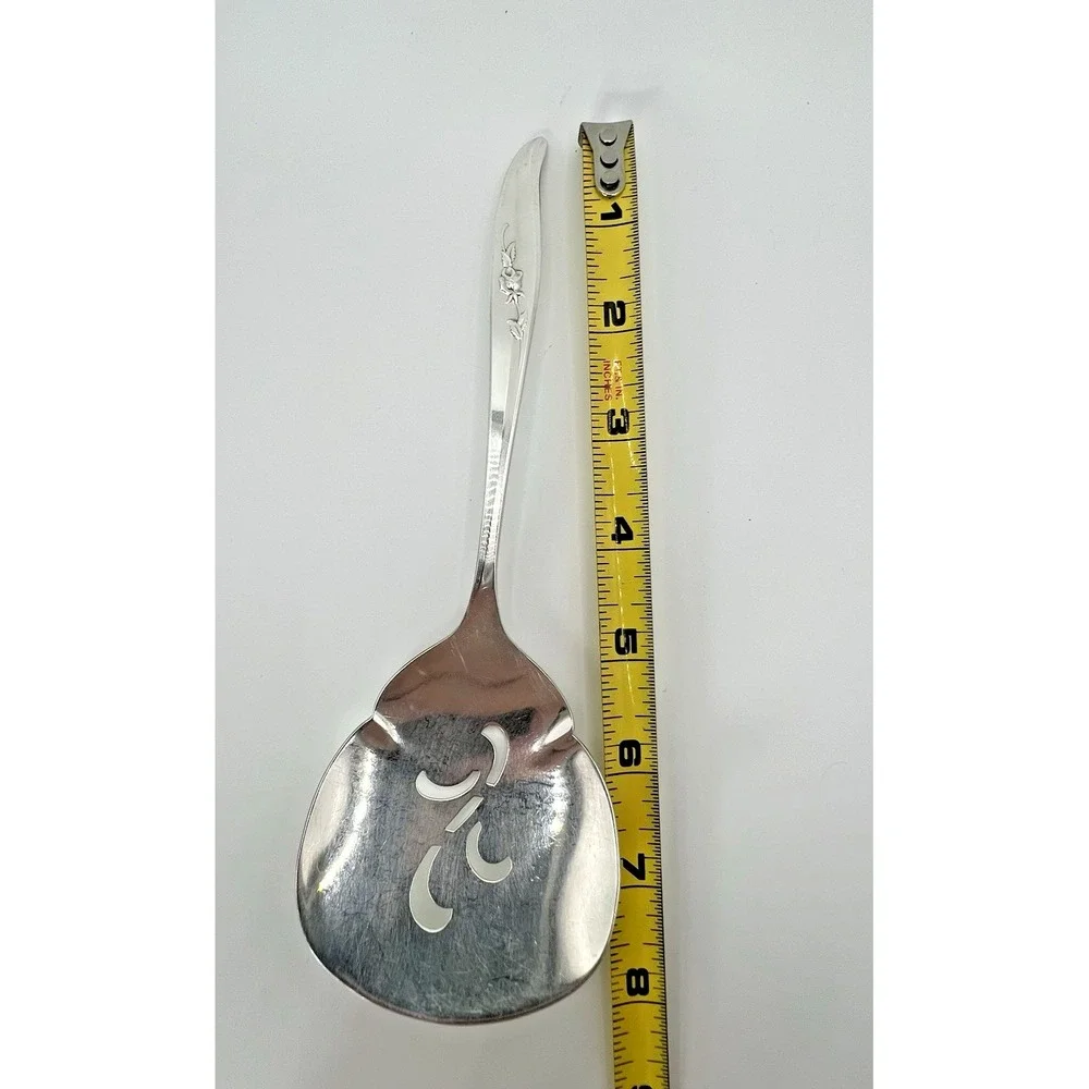 1847 Rogers Bros IS Magic Rose Silverplate Tomato Server Pierced Serving Spoon